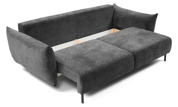 Masseno Sofa UNO z funkcją spania i pojemnikiem na pościel, Rozkładana sofa - Grafitowy, OVER THE HORIZON 97