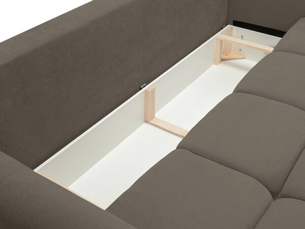 Masseno Sofa MODA z funkcją spania i pojemnikiem na pościel, Rozkładana sofa - Brązowy, WIND 21