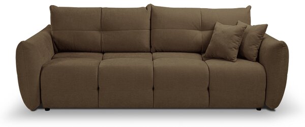 Masseno Sofa MODA z funkcją spania i pojemnikiem na pościel, Rozkładana sofa - Brązowy, WIND 22