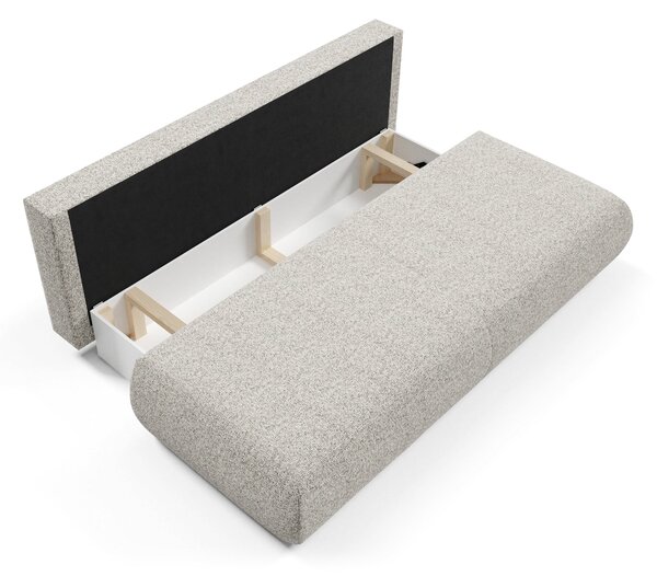 Masseno Sofa DELTA z funkcją spania i pojemnikiem na pościel, Rozkładana sofa - Jasnoszary, PUENTE 09