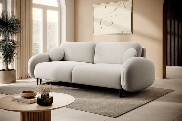 Masseno Sofa AGIO z funkcją spania i pojemnikiem na pościel, Rozkładana sofa - Beżowy, CASTEL 03