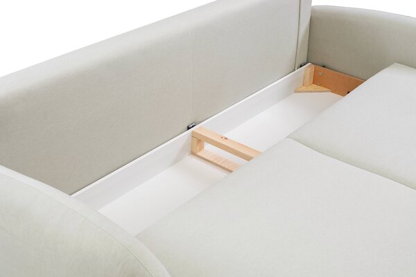 Masseno Sofa AGIO z funkcją spania i pojemnikiem na pościel, Rozkładana sofa - Beżowy, CASTEL 03