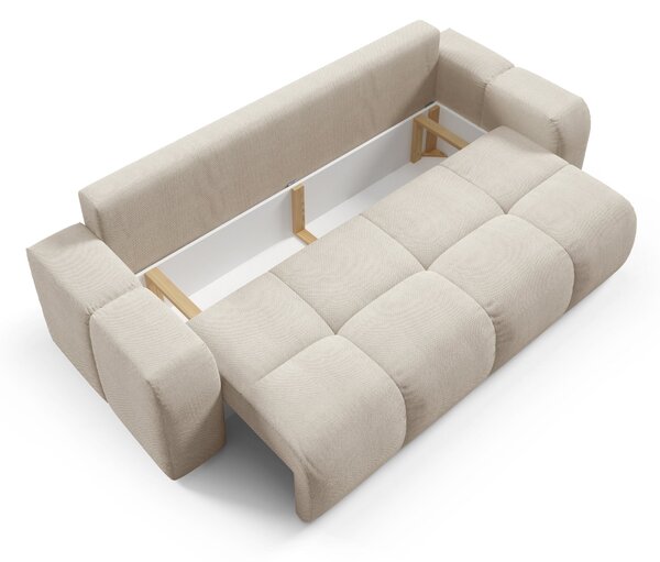 Masseno Sofa DUCA z funkcją spania i pojemnikiem na pościel, Rozkładana sofa - Beżowy, CURIO 09