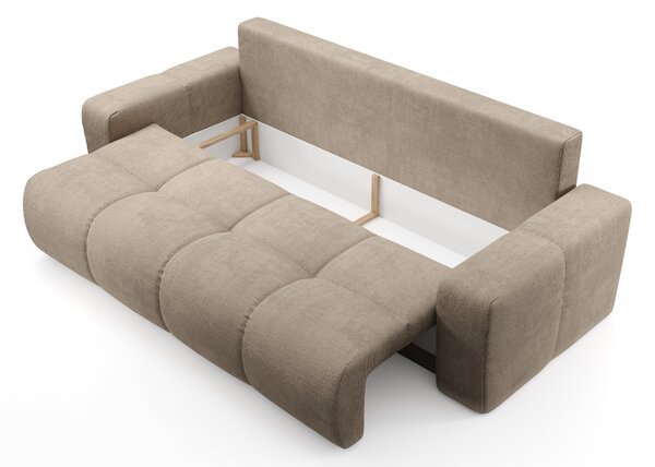 Masseno Sofa DUCA z funkcją spania i pojemnikiem na pościel, Rozkładana sofa - Szary, FLOW 01