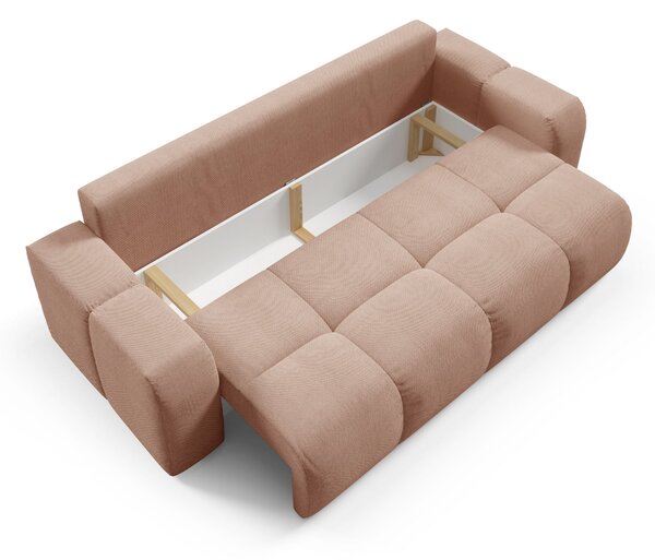 Masseno Sofa DUCA z funkcją spania i pojemnikiem na pościel, Rozkładana sofa - Pomarańczowy, CURIO 60
