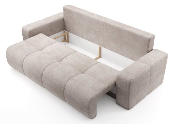 Masseno Sofa DUCA z funkcją spania i pojemnikiem na pościel, Rozkładana sofa - Beżowy, FLOW 03