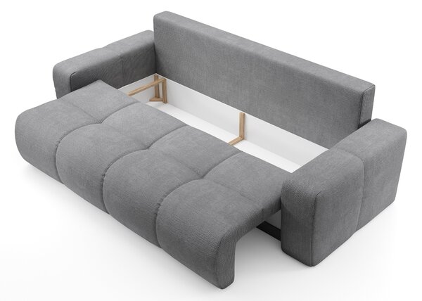 Masseno Sofa DUCA z funkcją spania i pojemnikiem na pościel, Rozkładana sofa - Szary, FLOW 17