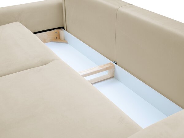 Masseno Sofa FILO z funkcją spania i pojemnikiem na pościel, Rozkładana sofa - Beżowy, VELLUTO 2