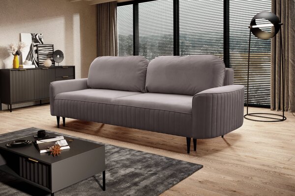 Masseno Sofa FILO z funkcją spania i pojemnikiem na pościel, Rozkładana sofa - Szary, VELLUTO 16