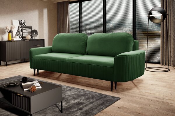 Masseno Sofa FILO z funkcją spania i pojemnikiem na pościel, Rozkładana sofa - Zielony, VELLUTO 10