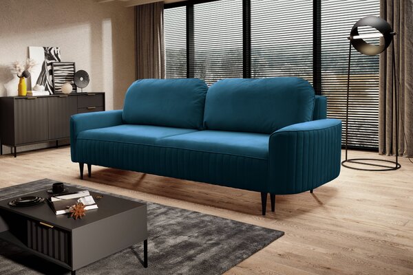 Masseno Sofa FILO z funkcją spania i pojemnikiem na pościel, Rozkładana sofa – Niebieski, VELLUTO 11