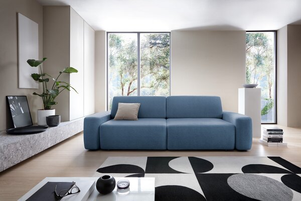 Masseno Sofa VEO z funkcją spania i pojemnikiem na pościel, Rozkładana sofa - Niebieski, RAVEN 86