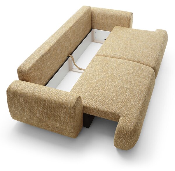 Masseno Sofa ZEST z funkcją spania i pojemnikiem na pościel, Rozkładana sofa - Żółty, SILENCIO 53