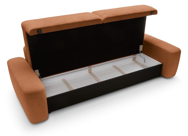 Masseno Sofa VEO z funkcją spania i pojemnikiem na pościel, Rozkładana sofa - Ceglasty, RAVEN 44