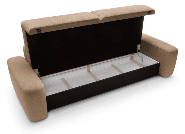 Masseno Sofa VEO z funkcją spania i pojemnikiem na pościel, Rozkładana sofa - Brązowy, RAVEN 38