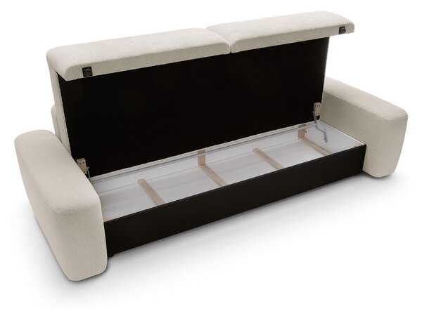 Masseno Sofa VEO z funkcją spania i pojemnikiem na pościel, Rozkładana sofa - Kremowy, RAVEN 24