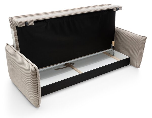 Masseno Sofa SCORZA z funkcją spania i pojemnikiem na pościel, Rozkładana sofa - Beżowy, POSO 03