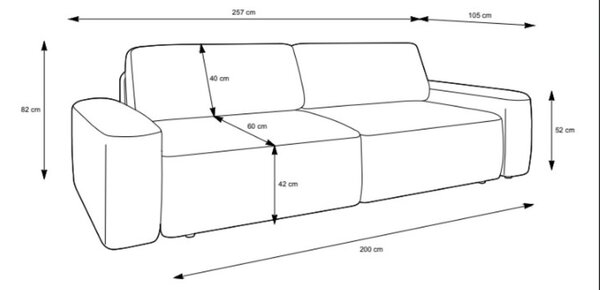 Masseno Sofa VEO z funkcją spania i pojemnikiem na pościel, Rozkładana sofa - Kremowy, RAVEN 22