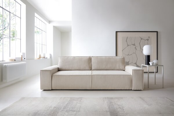 Masseno Sofa ZING z funkcją spania i pojemnikiem na pościel, Rozkładana sofa - Beżowy, POSO 02