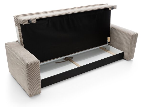 Masseno Sofa SCORZA z funkcją spania i pojemnikiem na pościel, Rozkładana sofa - Beżowy, POSO 100