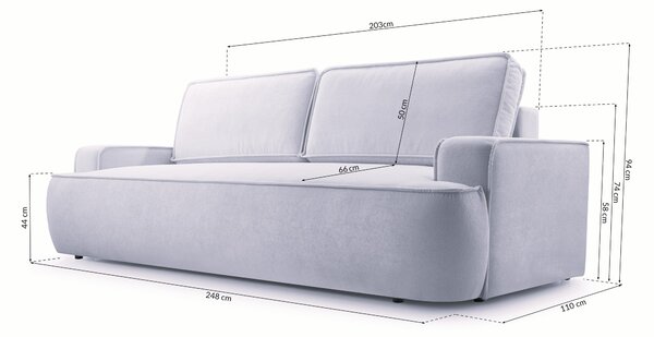 Masseno Sofa SOLO z funkcją spania i pojemnikiem na pościel, Rozkładana sofa - Czarny, GERRA 75