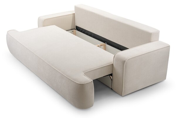 Masseno Sofa SOLO z funkcją spania i pojemnikiem na pościel, Rozkładana sofa - Beżowy, GERRA 10