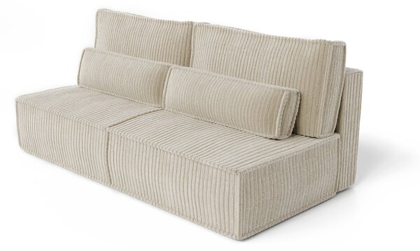 Masseno Sofa LINO z funkcją spania i pojemnikiem na pościel, Rozkładana sofa - Kremowy, TILIA 03
