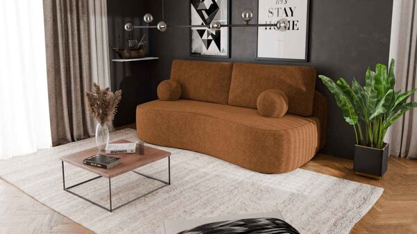 Masseno Sofa ROTONDO z funkcją spania i pojemnikiem na pościel, Rozkładana sofa - Brązowy, ANTHOLOGY 10