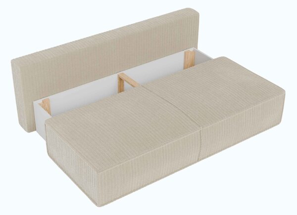 Masseno Sofa LINO z funkcją spania i pojemnikiem na pościel, Rozkładana sofa - Kremowy, TILIA 03