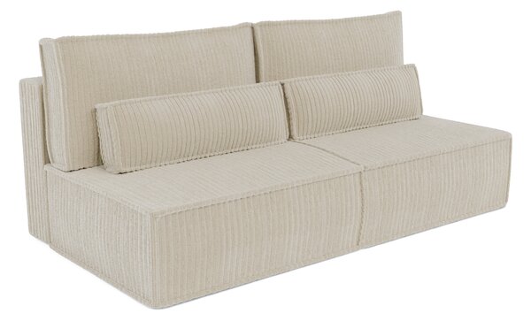 Masseno Sofa LINO z funkcją spania i pojemnikiem na pościel, Rozkładana sofa - Kremowy, TILIA 03