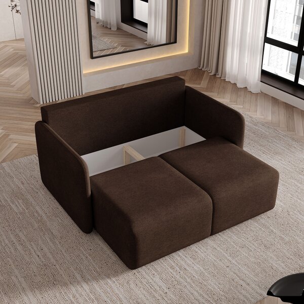 Masseno Sofa SUVI II z funkcją spania i pojemnikiem na pościel, Rozkładana sofa - Brązowy, NEVE 28