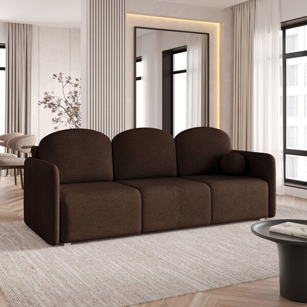 Masseno Sofa SUVI III z funkcją spania i pojemnikiem na pościel, Rozkładana sofa - Brązowy, NEVE 28