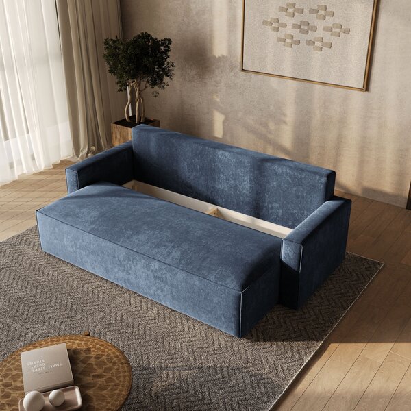 Masseno Sofa MENI z funkcją spania i pojemnikiem na pościel, Rozkładana sofa - Niebieski, LUMO 05