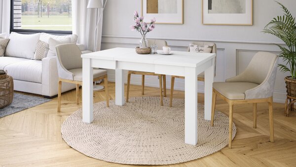 FONTE Biały Mat - KLASYCZNY STÓŁ KUCHENNY/DO SALONU ROZKŁADANY DO 130 lub 155 cm!