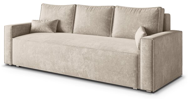 Masseno Sofa MENI z funkcją spania i pojemnikiem na pościel, Rozkładana sofa - Kremowy, LUMO 55