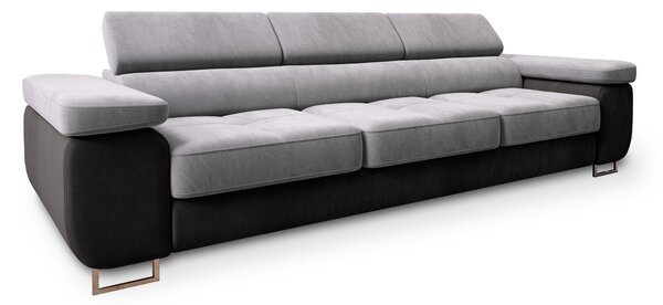 Masseno Sofa MOSINE z funkcją spania, Rozkładana sofa z regulowanymi zagłówkami - Jasnoszary, MONOLITH 84 + MONOLITH 95