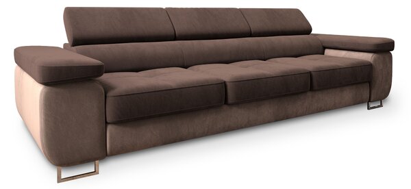 Masseno Sofa MOSINE z funkcją spania, Rozkładana sofa z regulowanymi zagłówkami - Brązowy, MONOLITH 29 + MONOLITH 09