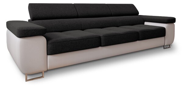 Masseno Sofa MOSINE z funkcją spania, Rozkładana sofa z regulowanymi zagłówkami - Czarny, SAWANA 14 + MADRYT 920
