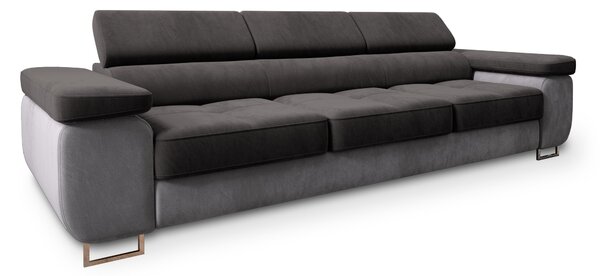 Masseno Sofa MOSINE z funkcją spania, Rozkładana sofa z regulowanymi zagłówkami - Czarny, MONOLITH 95 + MONOLITH 84