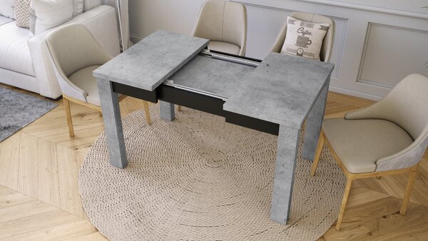 FONTE Beton Millenium / Czarny Mat - KLASYCZNY STÓŁ KUCHENNY/DO SALONU ROZKŁADANY DO 130 lub 155 cm!