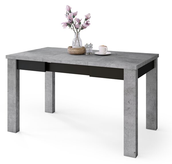 FONTE Beton Millenium / Czarny Mat - KLASYCZNY STÓŁ KUCHENNY/DO SALONU ROZKŁADANY DO 130 lub 155 cm!