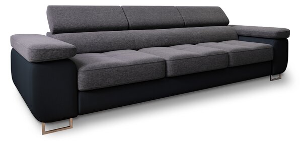 Masseno Sofa MOSINE z funkcją spania, Rozkładana sofa z regulowanymi zagłówkami - Szary, SAWANA 05 + MADRYT 9100