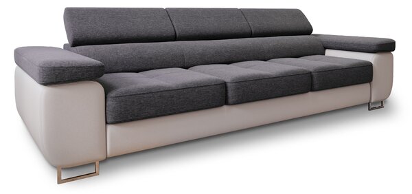 Masseno Sofa MOSINE z funkcją spania, Rozkładana sofa z regulowanymi zagłówkami - Szary, SAWANA 05 + MADRYT 920