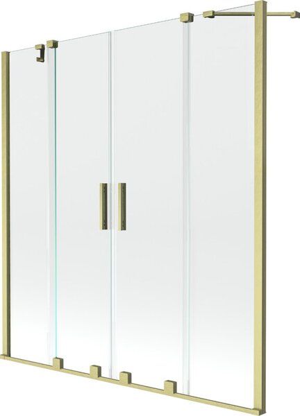 Mexen Velar Duo parawan nawannowy 2-skrzydłowy rozsuwany 160 x 150 cm, transparent, złoty szczotkowany - 896-160-000-02-55