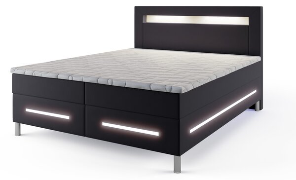 Stylowe i nowoczesne łóżko BENZ 140X200 cm z podświetleniem LED, w zestawie wygodny materac i duży pojemnik na pościel - szare