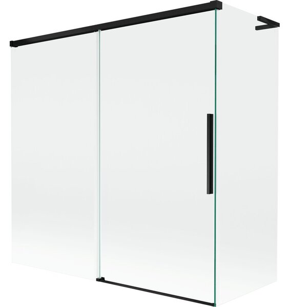 Mexen Rox L parawan nawannowy 2-skrzydłowy rozsuwany 160 + 75 x 150 cm, transparent, czarny - 8C9L-160-075-70-00
