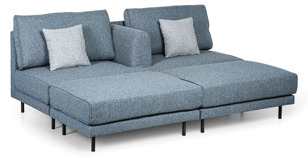 Sofa modułowa MICHELLE, niebieska z szarymi poduszkami