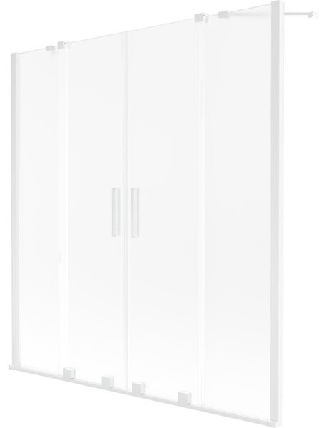 Mexen Velar Duo parawan nawannowy 2-skrzydłowy rozsuwany 150 x 150 cm, szron, biały - 896-150-000-32-20