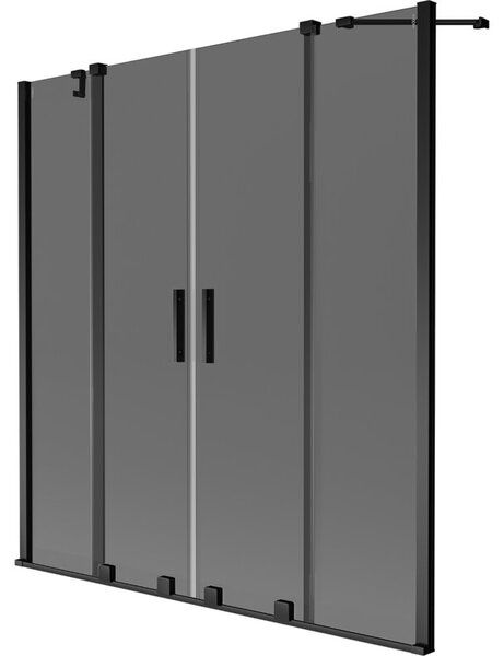 Mexen Velar Duo parawan nawannowy 2-skrzydłowy rozsuwany 140 x 150 cm, grafit, czarny - 896-140-000-42-70