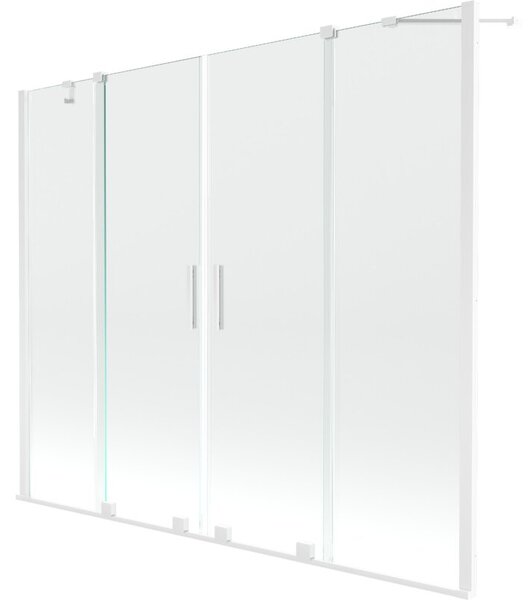 Mexen Velar Duo parawan nawannowy 2-skrzydłowy rozsuwany 200 x 150 cm, transparent, biały - 896-200-000-02-20
